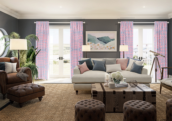 Bamboo Candy, Blue Pink - Made To Measure Curtains - Image 14